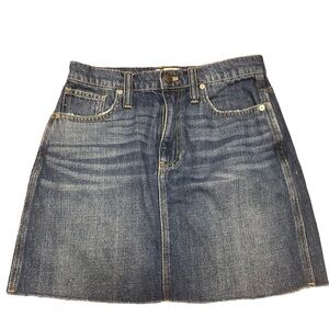 Madewell distressed raw hem denim skirt size 26 like new​​
